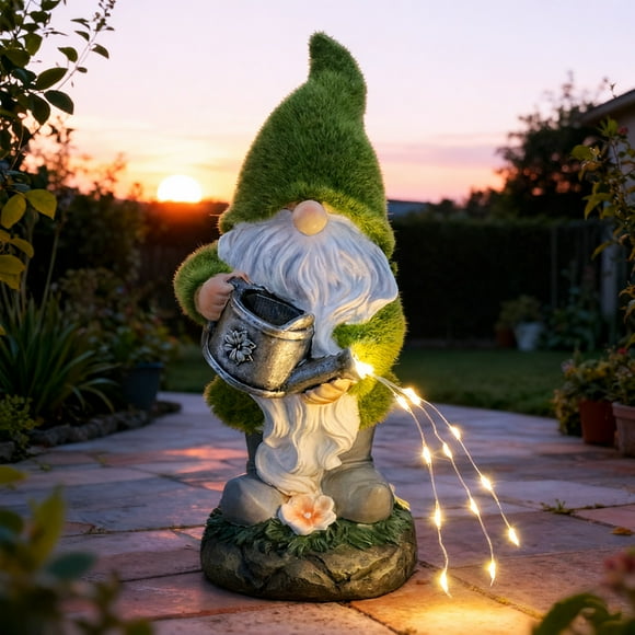 Solar Powered Resin Gnome Lamp, Durable Outdoor Garden Light Ornament with Auto On/Off, Handcrafted Yard Decoration for Patio Lawn Pathway Festive Ambiance