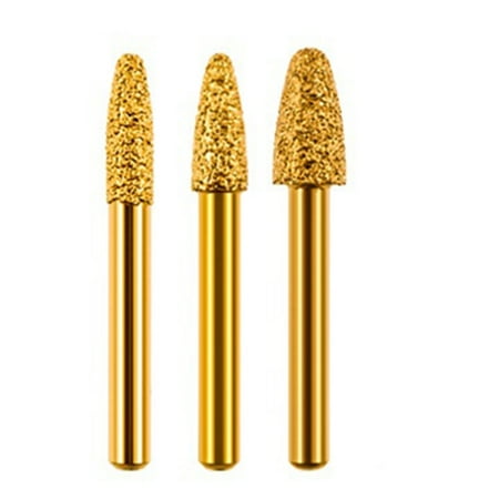 

3Pcs Round Head Cylinder Type Vacuum Brazed Diamond Burr Head Grinding File