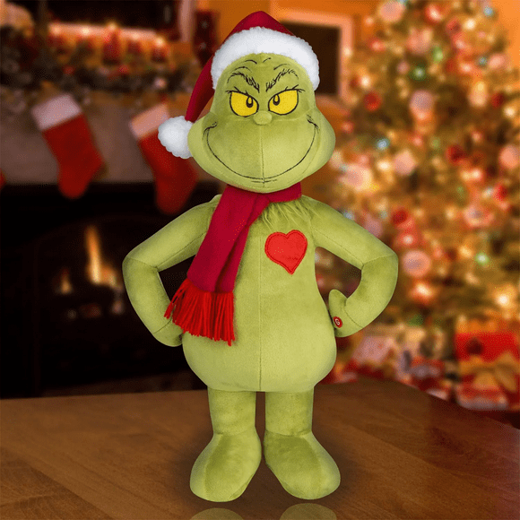 Clearance! Plush Toy X1 （Green） Grinch Plush Doll Plush Toy, Gomind Plush Holiday Greeter With Light Up Heart Christmas Gifts for Kids