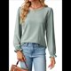 thumbnail image 2 of Camisas de Larga Abullonada para Mujer, Blusas Casuales, Blusas Elegantes, Túnicas, Moda de Otoño 2025, Conjuntos Holgados de Moda Verde Oscuro XXL, 2 of 10