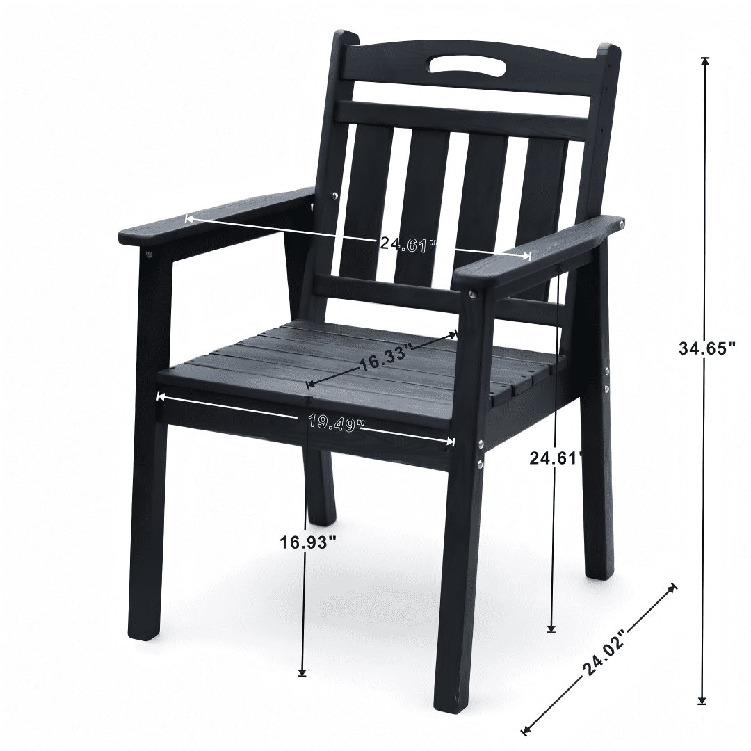 Outdoor Dining Chair, Practical Leisure Seat for Garden Backyard Patio Daily Use, Black Vertical Backrest