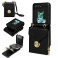 thumbnail image 1 of Nalacover Wallet Case for Samsung Galaxy Z Flip5,with Removable Adjustable Shoulder Strap,PU Leather Back Zipper Pocket Card Holder Purse Shockproof Phone Case for Women Men,Black, 1 of 6