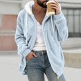 thumbnail image 4 of Mens Furry Sherpa Jacket Fleece Long Sleeve Full Zip Hooded Casual Warm Winter Coat with Zipper Pocket Outdoor, 4 of 6