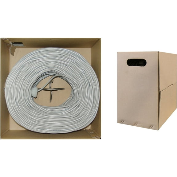 CableWholesale 1000 Foot Bulk Cat6 Ethernet Cable, Plenum Rated (CMP), Gray Ethernet Cable, 23 AWG 4 Pair Solid Bare Copper, UTP (Unshielded Twisted Pair) with PullBox