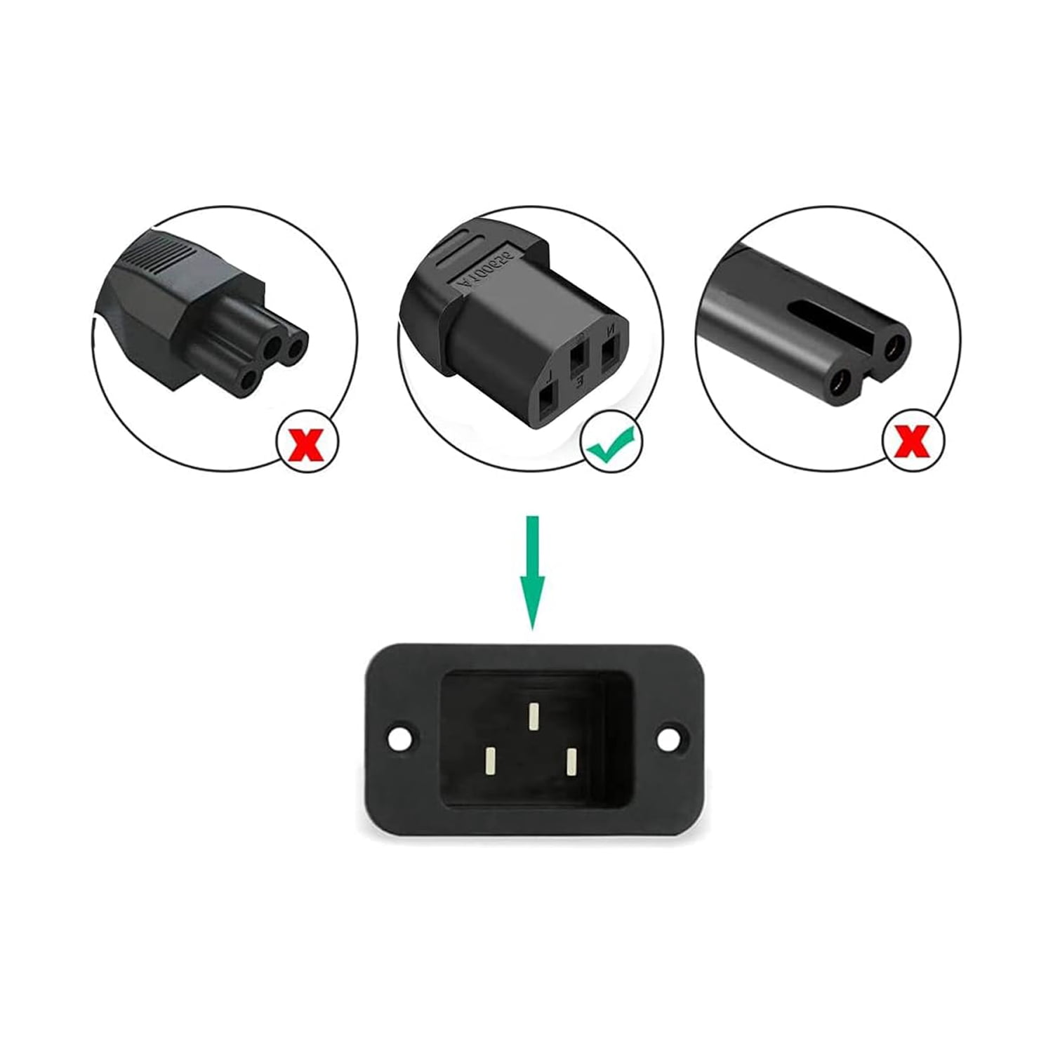 3 Pack,Standard 5ft (1.5m) 10 Amps 125 Volts Black 3 Prong AC Power Cord Cable for Electronics, TV, Computer, Printer, Radio, Monitor,Samsung, Dell, Vizio, LG, Asus, Laptop and More