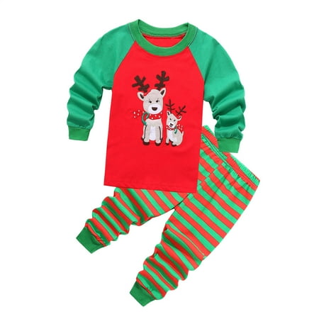 

CNGELG Boys Pajamas for Baby Girls Boys Christmas Santa XMAS Cotton Pajamas Set Cotton Toddler Sleepwear Kids Clothes Set
