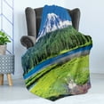thumbnail image 4 of Mt Rainier Soft Flannel Fleece Throw Blanket, Dense Forest and Lake with Grass in Clear Daytime Colors Snowy Mountain Photo, Cozy Plush for Indoor and Outdoor Use, 70" x 90", Multicolor, by Ambesonne, 4 of 5