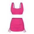 thumbnail image 2 of Bosfbaoi 2-Piece Swimsuit for Women Ruched Crop Top Drawstring Bottom Patchwork Mesh Skirt Bikini Womens Swimsuits, 2 of 7
