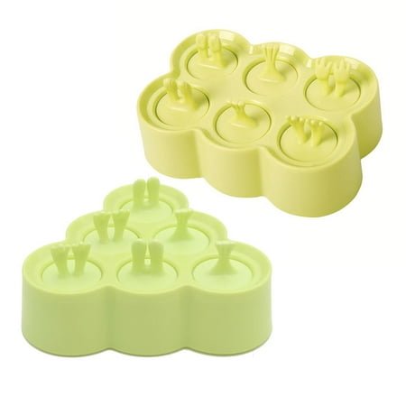 

2 pcs Cute Animal Shape Tool Ice Cream Popsicle Mold Ice lolly Moulds Lolly Maker Silicone GREEN