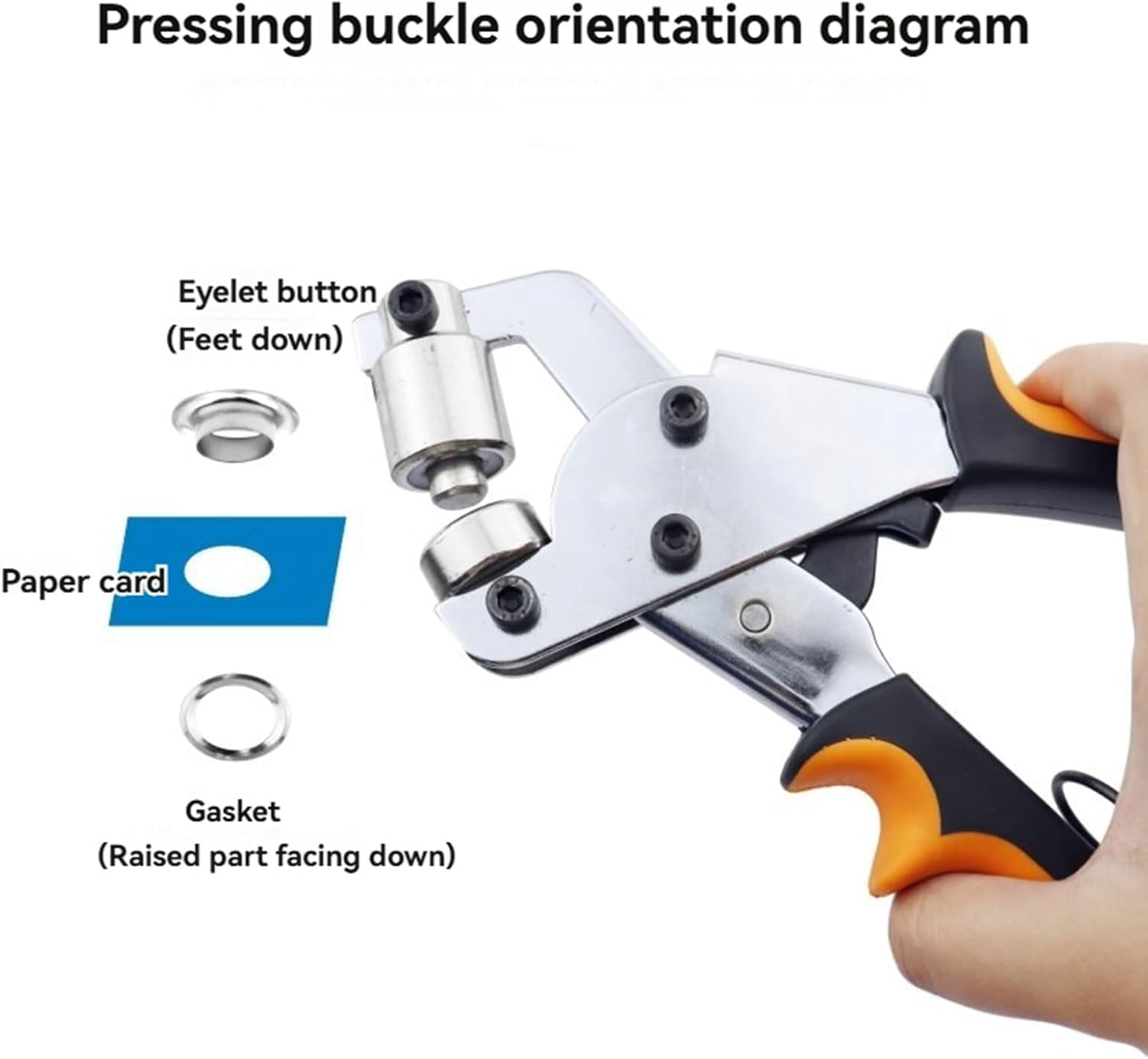 Boksene Eyelet Pliers for Tarpaulins, Boksene Eyelet Pliers Set, 0.39 in/10.5mm Eyelets and Grommets Punch Plier Kit with 100pcs Silver Grommets, for Fabrics, Canvas, Tarpaulin and More (1pcs-A)