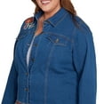 thumbnail image 4 of Alfred Dunner Womens Plus-Size Floral Vine Embroidered Border Denim Jacket, 4 of 4