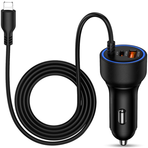 Type C Car Charger,36W PD&QC USB C Car Charger iPhone Car Charger Fast Charging Cigarette Lighter Adapter w/2.4A 3FT iPhone Charging Cable Charger Cords Compatible for iPhone 14 13 12 11 Pro Max iPad