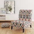 thumbnail image 2 of Designart "Fusion Of Blue Ikat Tribes" Blue Ikat Upholstered Accent Chair - Victorian Arm Chair For Living Room, 2 of 7