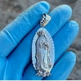 thumbnail image 6 of 925 Sterling Silver La Virgen De Guadalupe Holy Blessed Virgin Mary Oval Iced 9 Grams Charm Pendant 2" Inch, 6 of 9