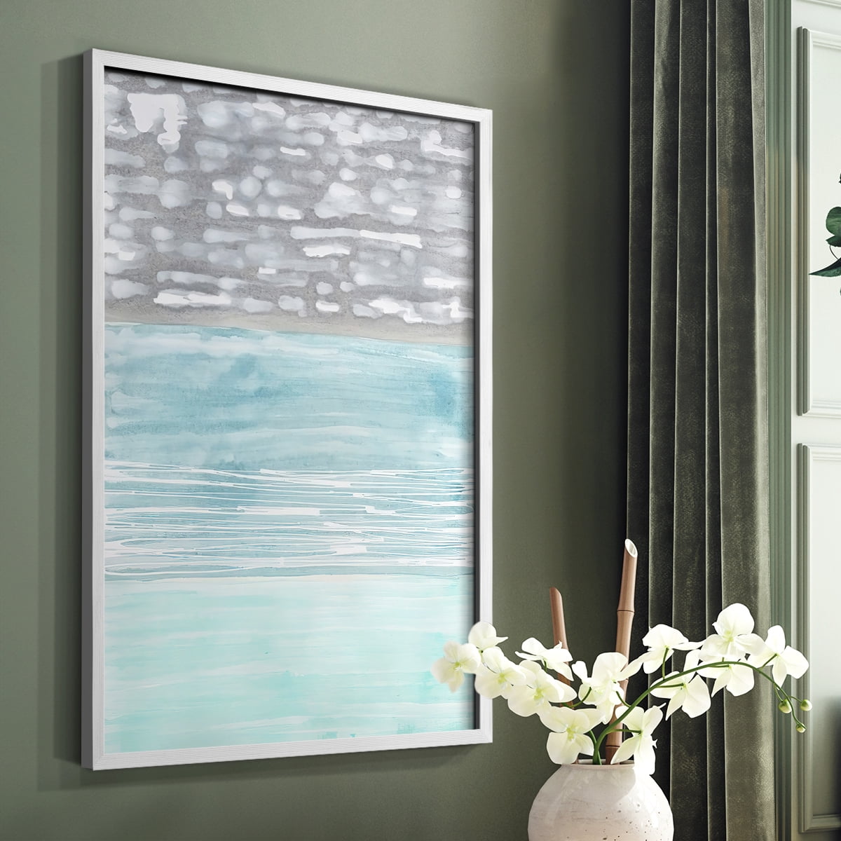 Hydrusphere II Framed Print in White Solid Wood Framed Print No Nail Hanging