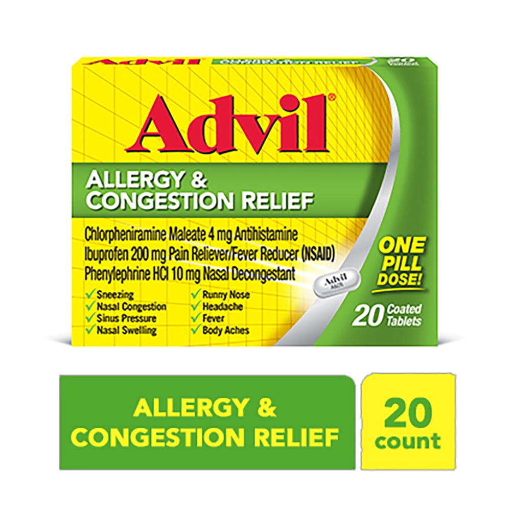 Advil Allergy & Congestion Relief (10 Count) Pain Reliever / Fever