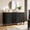 Black, variant on Modern Wave Fluted 6 Drawer Double Dresser, Wood Storage Chest for Bedroom Living Room - Black
