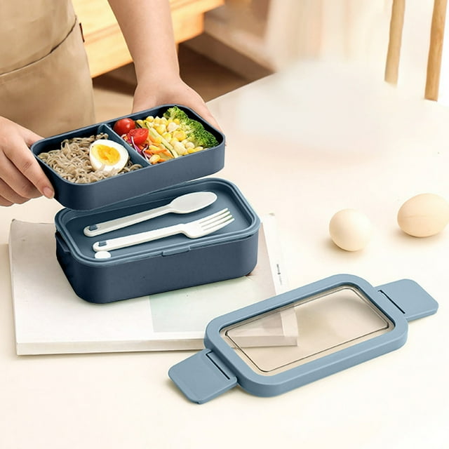 Boîte à Lunch Bento Isolée et Étanche / Contenant Alimentaire Portable Compatible Micro-Ondes / Grande Capacité 1350 ml / Multi-Compartiments / 1 Pce / Plastique Sans BPA / 8,15 X 4,68 X 3,90 Po