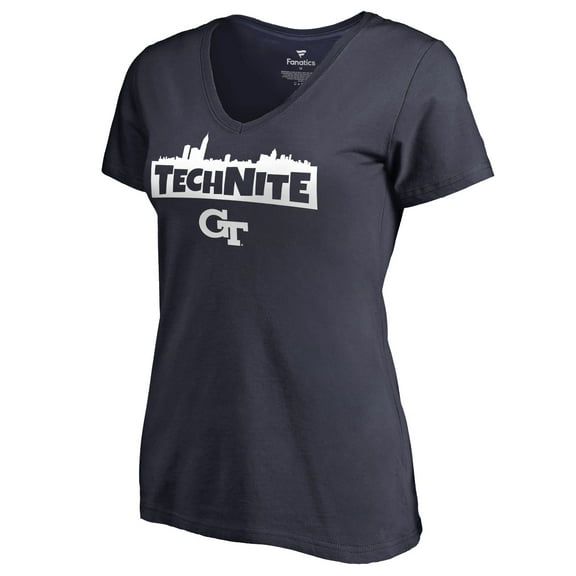Women's Navy Georgia Tech Yellow Jackets TechNite Slim Fit V-Neck T-Shirt
