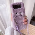 thumbnail image 4 of For Samsung Galaxy Z Flip4/Flip3/1/2 5G Phone Case，Shockproof Luxury Warm Plush Crossbody Purple Monster Case Cover,PC Slim Stand Cover, 4 of 5