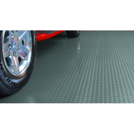 G-Floor 75 Mil Diamond Tread 8.5'x24' Slate Grey Parking Pad Garage Flooring (Best Epoxy Garage Floor Covering)