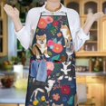 thumbnail image 4 of Shiba Inu and Pioneer Flower Apron-Garden Aprons for Women with Pockets-Cotton Linen Waterproof Kitchen Cooking Gardening Aprons Adjustable for Kitchen,Cooking,BBQ and Salon 33x27 Inch, 4 of 5
