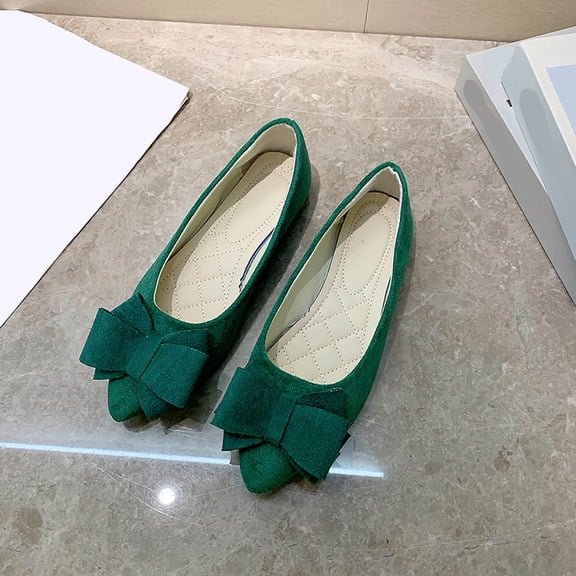 Viluyesy Ballet Flats for Womens, Soft Sole Comfortable Pointed Toe Shallow Slip-On Dressy Shoes Green US9.5