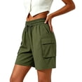 thumbnail image 4 of Hurxie Women's 5" Hiking Cargo Shorts Lightweight Quick Dry Summer Golf Athletic Casual Shorts 4 Pockets Green,XL, 4 of 6