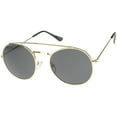 thumbnail image 2 of sunglassLA Unisex Retro Fashion Minimal Thin Metal Brow Bar Round Sunglasses (Gold / Smoke) - 52mm, 2 of 4