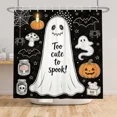 thumbnail image 6 of Tchckioa Black Halloween Cute Ghost Shower Curtain for Bathroom,72x72 Inch Waterproof Hooks Bath Curtain, 6 of 8