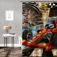 thumbnail image 2 of Orinice Race Car Checkered Flag Clock Bathroom Decor Set - Colorful Luxurious Graphic Print Polyester Fabric Shower Curtain for Bathroom with Hooks, 100% Waterproof, Multiple Sizes 36x72, 2 of 7