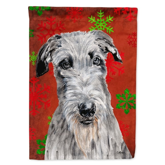 Carolines Treasures SC9754CHF Scottish Deerhound Red Snowflakes Holiday House Flag House Size multicolor