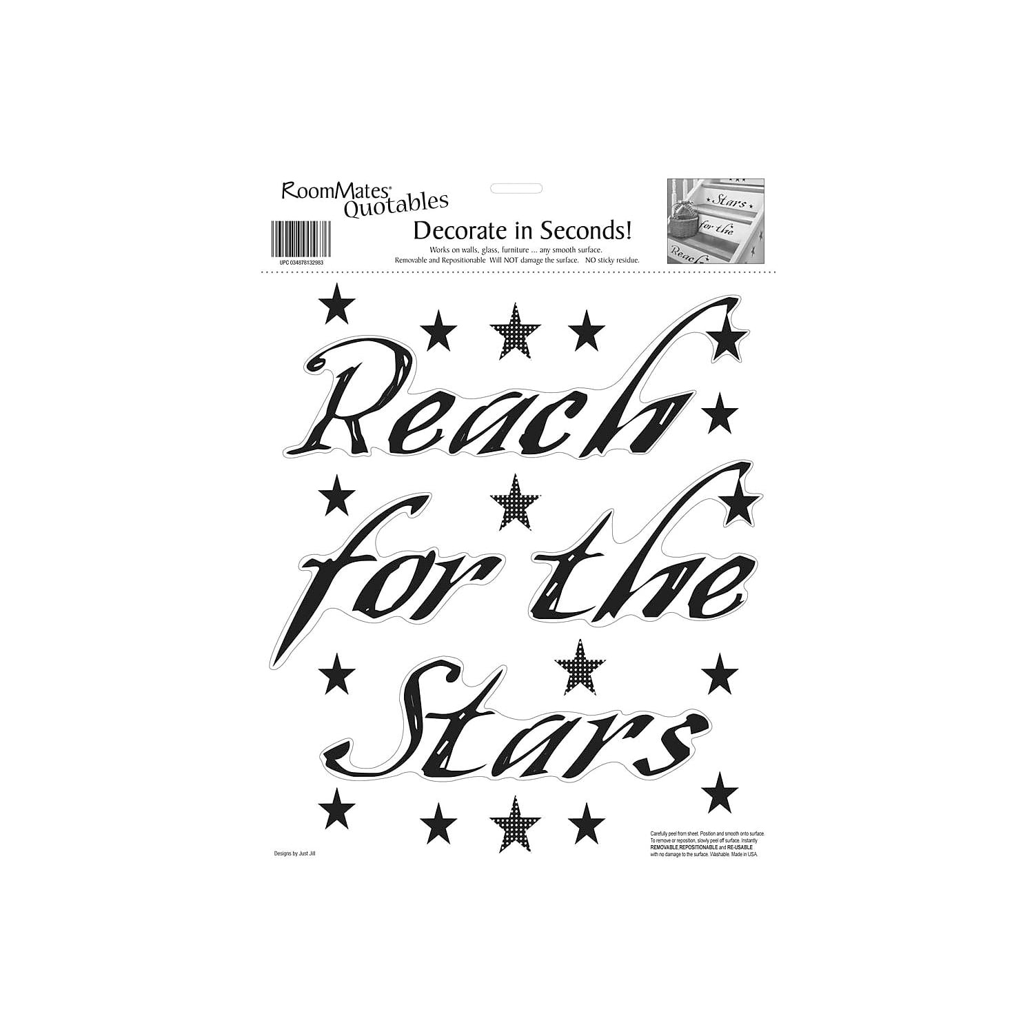 RoomMates Reach for the Stars Quote Peel and Stick Wall Decal 10'' x 13'' RMK0036SS