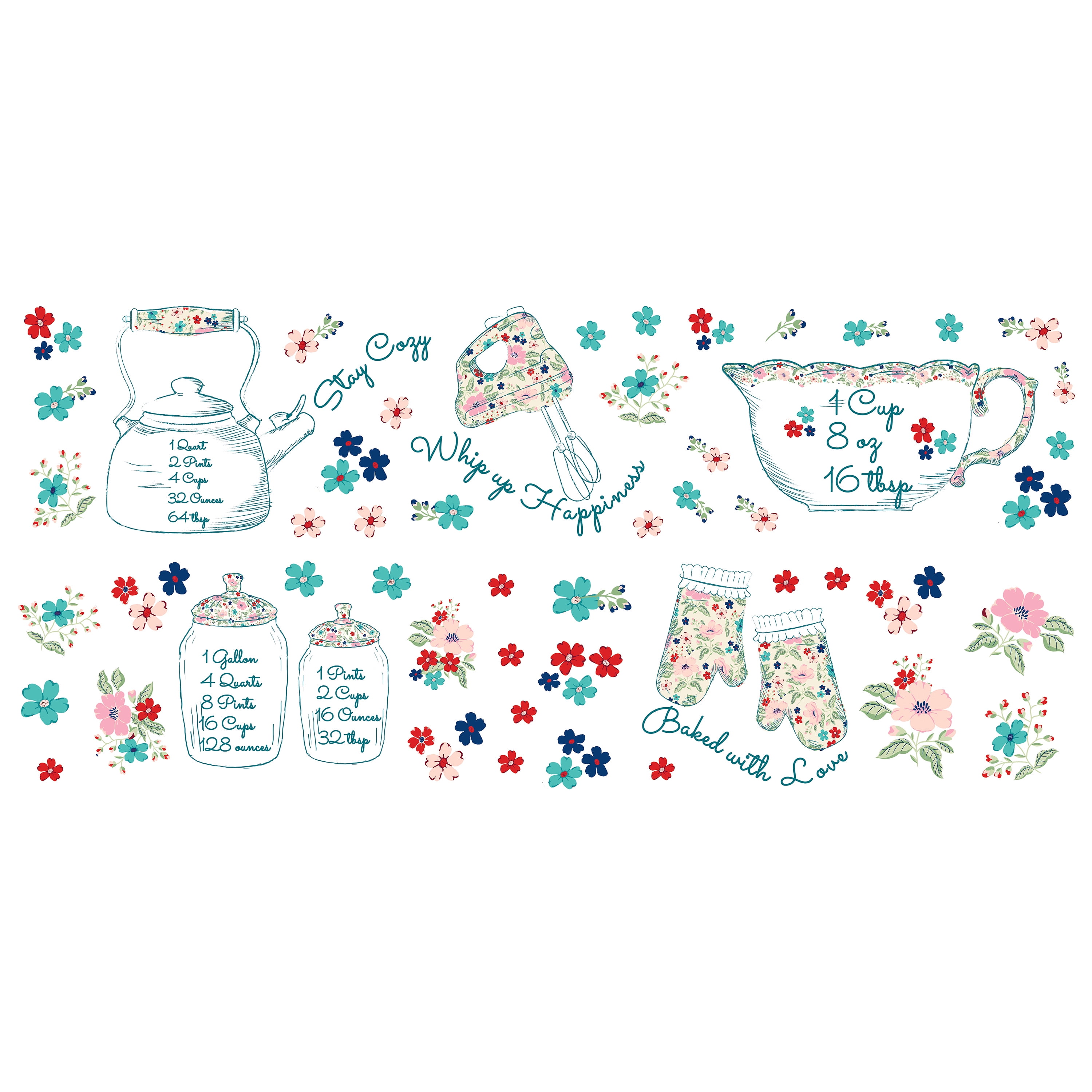 The Pioneer Woman Kitchen Measures 52Piece Giant Peel & Stick Wall