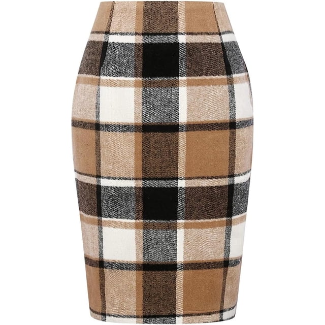 Jupe Mini à Carreaux pour Femmes Taille Haute Ligne A Jupe Crayon Automne