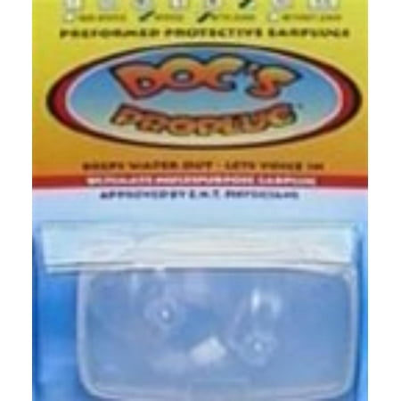 Doc's ProPlugs - Preformed Protective Earplugs (pair) Clear, Vented, with Leash. Ear Protection for Musicians, Scuba Diving, Snorkeling, Swimming, Surfing.., By