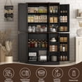 thumbnail image 2 of ChVans 71" Tall Farmhouse Kitchen Pantry Storage Cabinet with 6 Hanging Shelves, 6 Doors Freestanding Cupboard with Adjustable Shelves & Load-Bearing Steel Pipe for Dining Room, Living Room, Black, 2 of 10