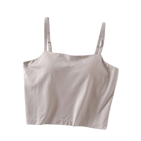 Women Blouses and Tops Fashion Womens Solid Color Chest Cushion Exposed Navel Camisole with Blouse