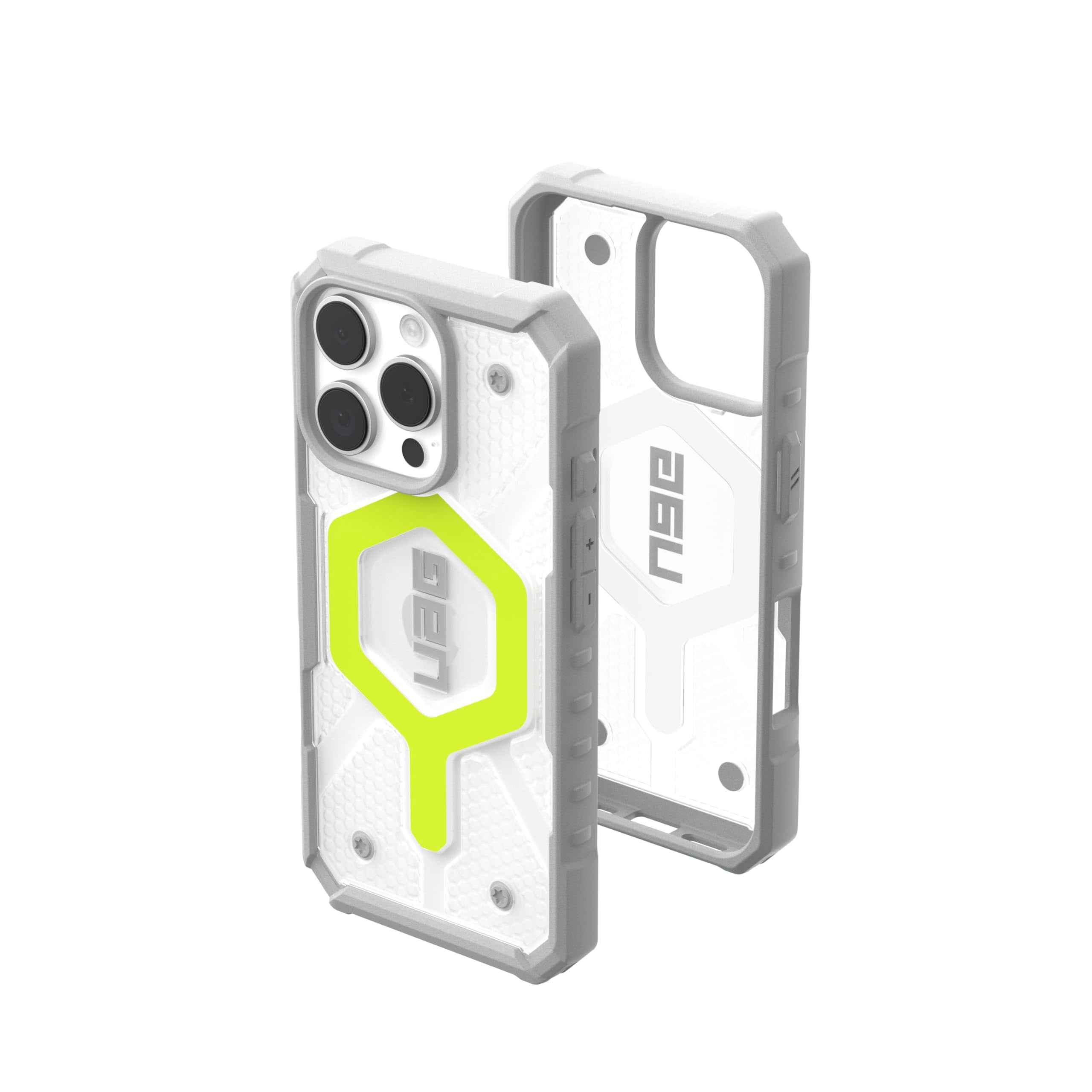 UAG iPhone 16 Pro Case 6.3" Pathfinder Clear Active Neon Compatible with MagSafe Charging Rugged Shockproof MIL-Grade Protective Cover + Lanyard Black Neon Bundle Set
