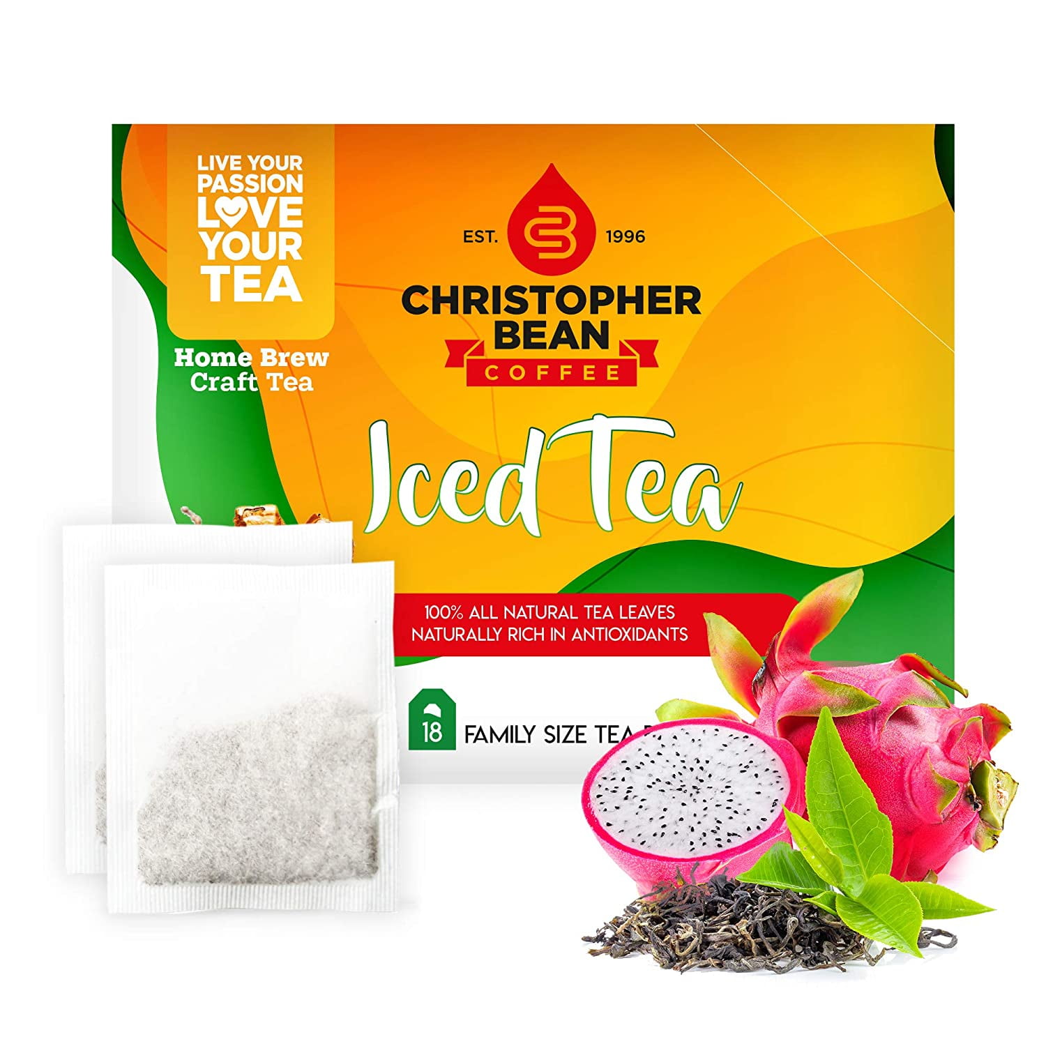 Buy Dragon Fruit Flavored Iced Tea Bags, FruitFlavored (Green Tea