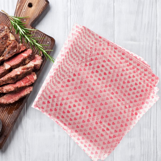CRAFTHROU 50 Sheets Waxed Paper for Food Pink Rectangular Oil Proof Safe for Food Use for Cafe
