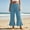 Light Blue, variant on Jerdar Linen Pants Women Summer Casual Loose Wide Leg Drawstring Elastic Waist Ruffle Hem Capri Pants with Pockets XL