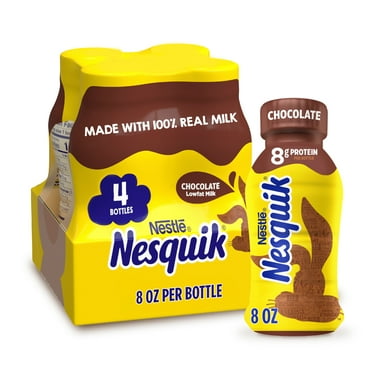 Nesquik Chocolate Milk, Ready to Drink, Shelf Stable Low-fat Milk, 4PK 8 fl oz