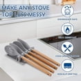 thumbnail image 4 of SHAR (Grey) Kitchen Spoon Rest Utensil Rest Ladle Kitchen Utensils Spatula Covered Lid, Silicone Holder with Drip Tray, Tool to Protect Worktop, Splashback and Hob, 4 of 5