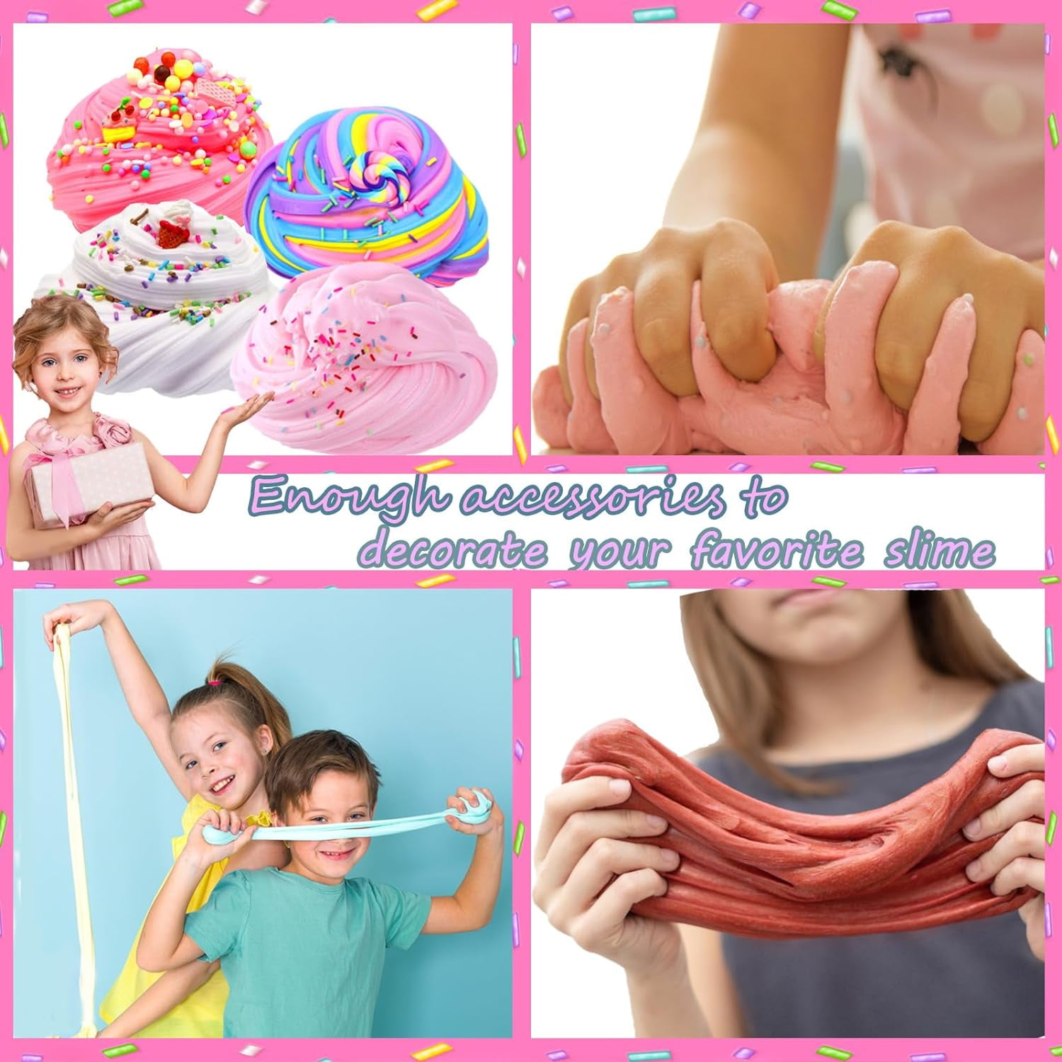 Slime Kit for Girls Ages 8-12, 24 Pack Butter Slime Kit with Cake Charms, Stress Relief Toy for Girls and Boys Party Favors and Birthday Gift, Christmas Stocking Stuffers