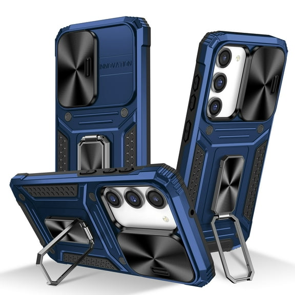 Allytech for Samsung Galaxy S23 Case with Camera Lens Protector, Full Body Shockproof Rugged Hybrid PC TPU Bumper Kickstand Slim Case Phone Cover for Samsung Galaxy S23 - Blue