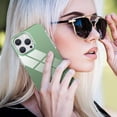 thumbnail image 5 of Compatible with iPhone 14 Pro Case Glossy Hard Electroplating Case Cute Women Girls Makeup Mirror Case Slim Soft Bumper Camera Lens Protection Screen Protector Shockproof Cover, Green, 5 of 6