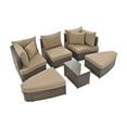 thumbnail image 4 of Highsound 6-Piece Outdoor PE Wicker Rattan Sofa Set, Free Combination Patio Round Conversation Seating Group with Coffee Table and Thick Cushions, Brown, 4 of 9