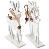 PAMINGONO Collectible Reindeer Reindeer Christmas Decorations White Wood 2Pcs