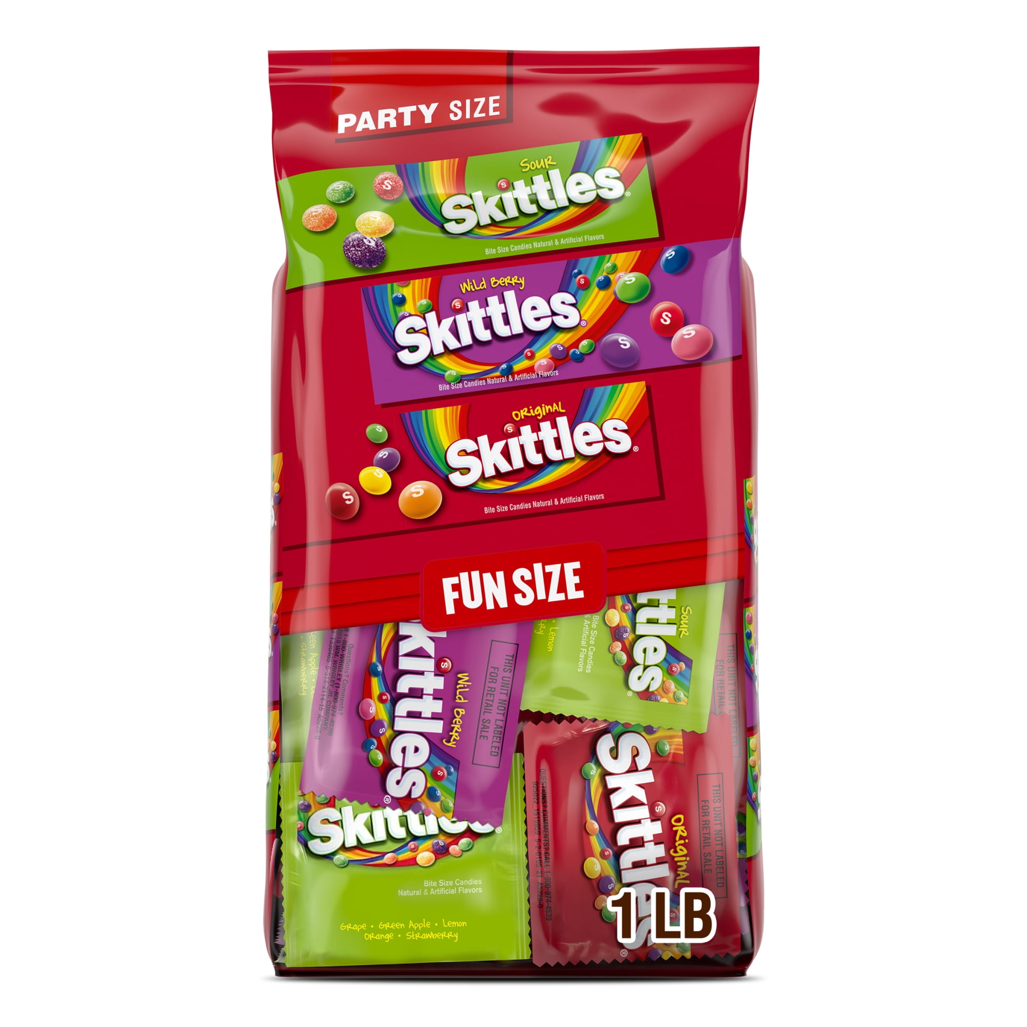 Skittles Original, Wild Berry & Sour Fun Size Chewy Candy, Party Size - 26.46 oz Bulk Bag